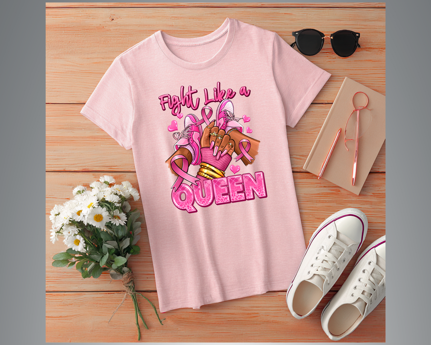 Fight Like A Queen - Breast Cancer Awareness - T-Shirt
