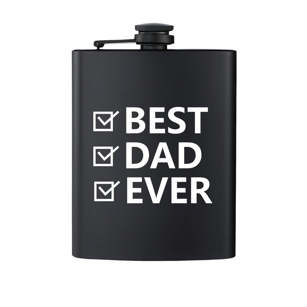 MATTE BLACK 8 OZ FLASK W/ NAME ON BACK