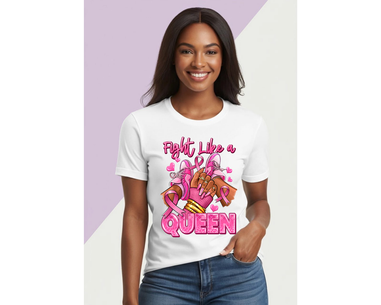 Fight Like A Queen - Breast Cancer Awareness - T-Shirt