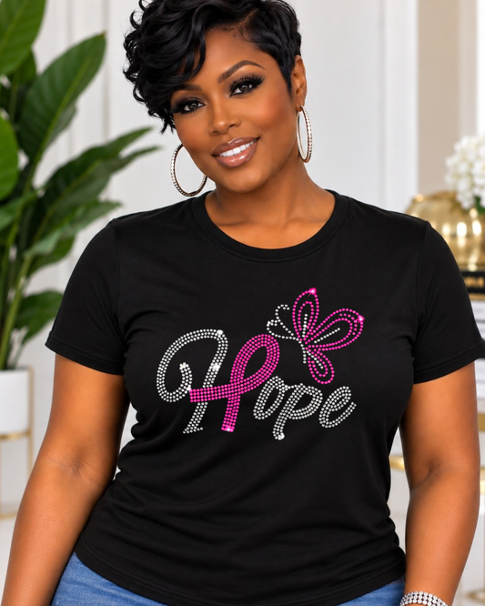 Hope Breast Cancer Awareness Rhinestone T-Shirt