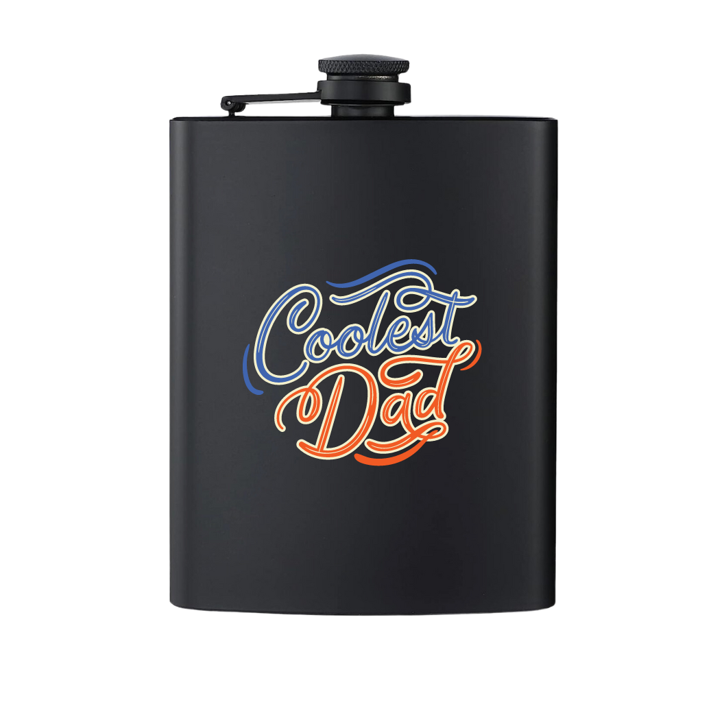 MATTE BLACK 8 OZ FLASK W/ NAME ON BACK