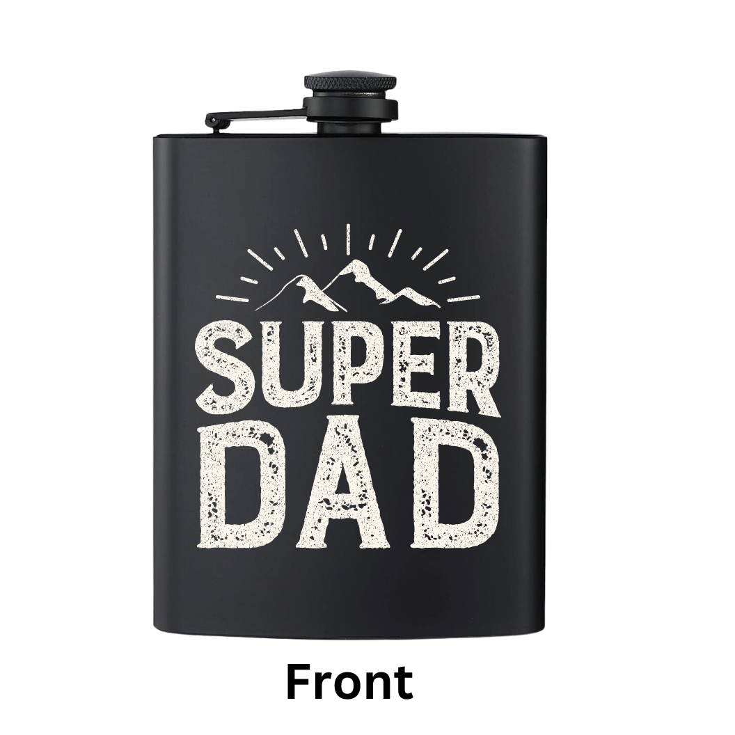 MATTE BLACK 8 OZ FLASK W/ NAME ON BACK