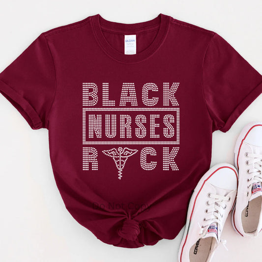 Black Nurses Rock  Rhinestone - T-Shirt