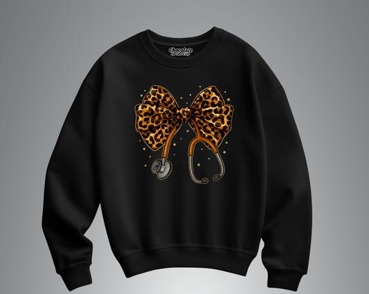 Cheetah Bow Stethoscope- Sweatshirt