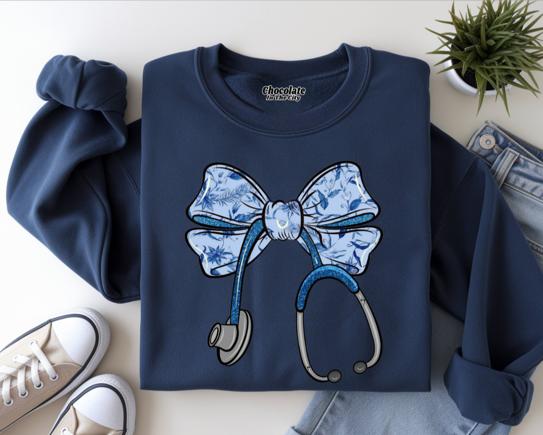 Cheetah Bow Stethoscope- Sweatshirt